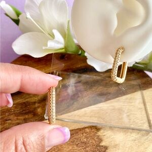 NEW 18K Gold Filled CZ Pave Huggies Earrings